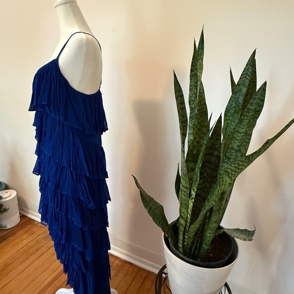 Anthropologie | Royal Blue High-Low Ruffle Dress - Picture 3 of 10